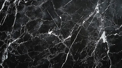 Closeup of black marble with white veining.