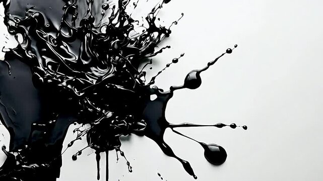 black paint  splashing on a white background