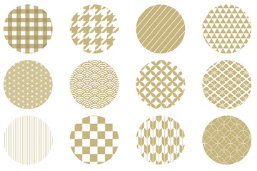 日本の伝統文様のイラストセット　和柄　Japanese traditional pattern