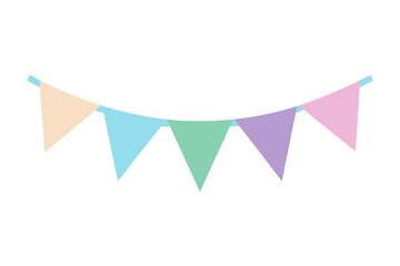 Pastel flags bunting | isolated vector illustration on white background