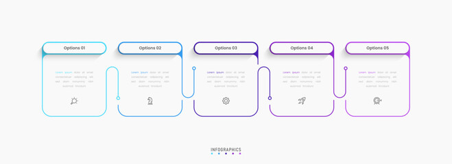 Vector Infographic label design template with icons and 5 options or steps. Can be used for process diagram, presentations, workflow layout, banner, flow chart, info graph.