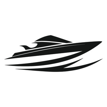 recommend clip art: silhouette speed boat logo icon vector set design