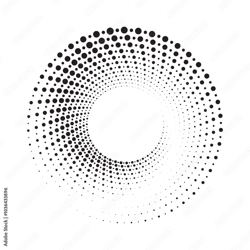 Poster Halftone circular frame logo set. Circle dots isolated on the white background. Fabric design element. Halftone circle dots texture. Vector design element for various purposes.