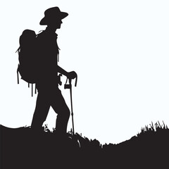 Man Hiking in the mountain silhouettes