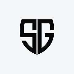 Letter Sg with security shield shape unique typography logo
