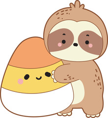 Cute sloth halloween version. Funny baby sloth animal series halloween illustration.
