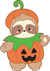 Cute sloth halloween version. Funny baby sloth animal series halloween illustration.
