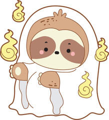 Cute sloth halloween version. Funny baby sloth animal series halloween illustration.
