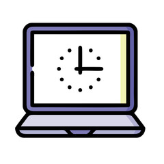 laptop with clock
