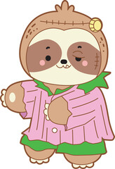 Cute sloth halloween version. Funny baby sloth animal series halloween illustration.
