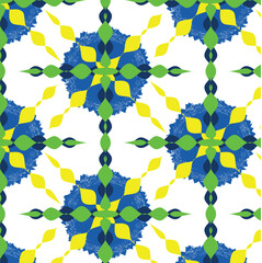 Seamless Autumn Floral Pattern with Watercolor Leaves, Yellow Flower Design, Grunge Texture, Decorative Ink Splash Art, and Natural Elements