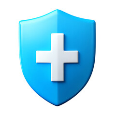 Fototapeta premium shield first aid cross 3d render icon isolated on transparent background cutout