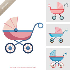 Baby carriage on white background vector art set Design