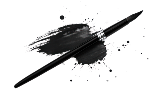 Vintage ink brush art with traditional techniques on isolated on transparent and white background.PNG image,