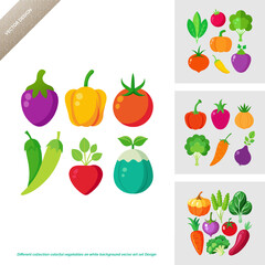 Different collection colorful vegetables on white background vector art set Design