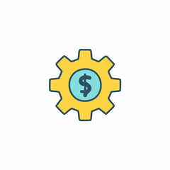 Gear with dollar sign icon. Business, finance, banking, commerce design. Vector illustration