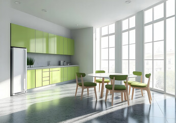 Fototapeta premium Modern 3D Rendering of a Bright Dining Room