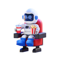 astronaut watching movie 3d illustration