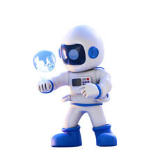 astronaut globe hologram 3d illustration