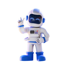 astronaut peace sign 3d illustration