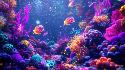 Vibrant Underwater Kingdom A Captivating Coral Reef Ecosystem Teeming with Colorful Marine Life
