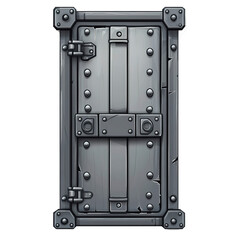 Steel security door clipart, industrial element, heavy-duty design, gray metallic, isolated on white background 
