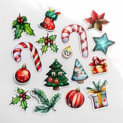 Watercolor holiday decorations, perfect for festive designs.