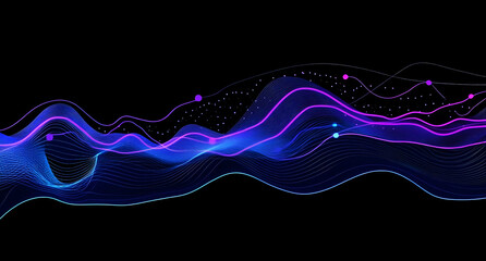 Abstract Digital Line Graph in Blue and Purple Colors