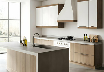 Modern Minimalist Kitchen with Light Wood Accents