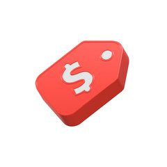 Sale icon tag shopping 3d red color