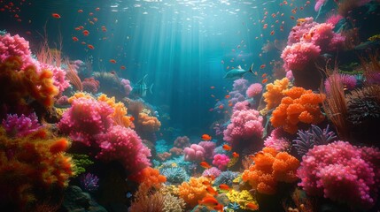 Naklejka premium Vibrant Underwater Coral Reef