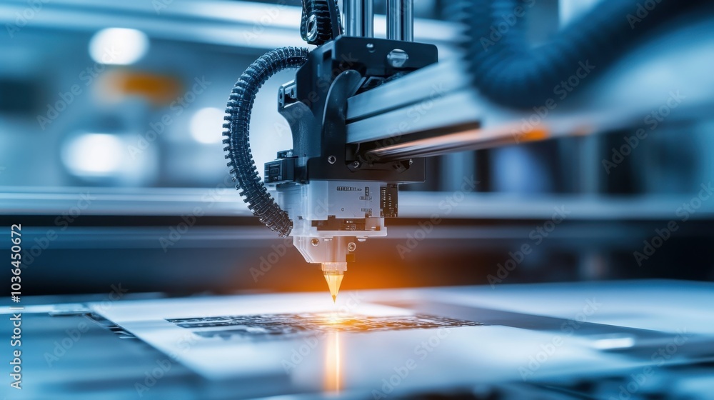 Poster an advanced 3d printer in motion, building intricate electronic boards with precision and accuracy.
