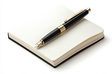 A sleek pen rests on an open, blank notebook, symbolizing creativity and the potential for ideas waiting to be written.