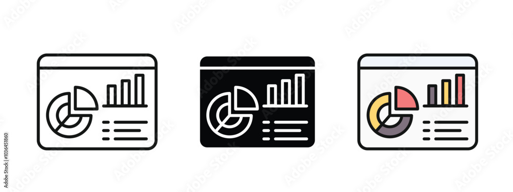Poster dashboard icon, dashboard icons set, three dashboard icons in a single file in different styles and 