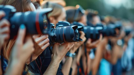 Spectators capturing moments with cameras, photography, memory