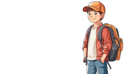 Fototapeta premium Smiling Boy Ready for Adventure