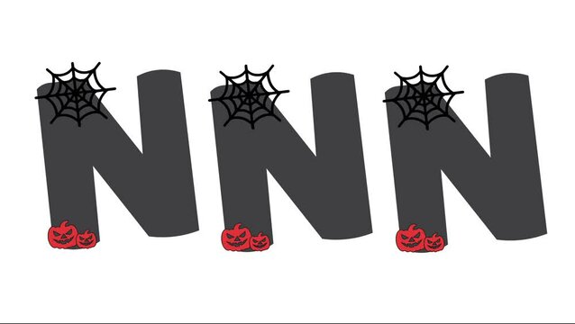 Halloween alphabet letters with white background. Animated halloween letters for invitations, greeting card, birthday, logo, poster and other.