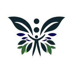 a green butterfly with a green leaf on it