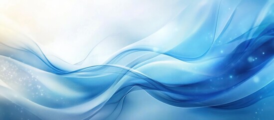Fototapeta premium Abstract blue and white wavy background with soft, glowing light.