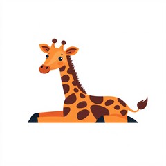 Fototapeta premium Cute Cartoon Giraffe Making Sand Angels at the Beach