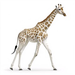 Naklejka premium Cute Cartoon Giraffe Exploring a Snowy Landscape