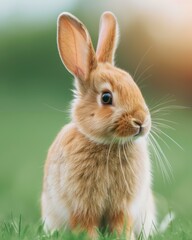 Fototapeta premium A cute bunny sitting in the grass. AI.