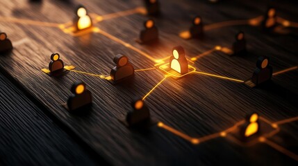 Topdown shot of a wooden block with a customer focus group icon