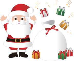 クリスマス　サンタクロース　プレゼント　飾り　イラスト素材