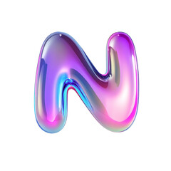 An illustration showcases the letter "N" in a festive, fun chrome style with a shiny finish, available as a PNG file for various creative applications.