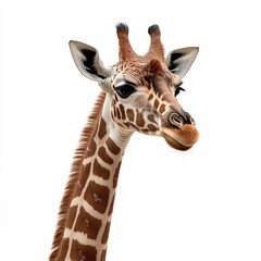 Naklejka premium Excited Baby Giraffe Learning to Ride a Horse