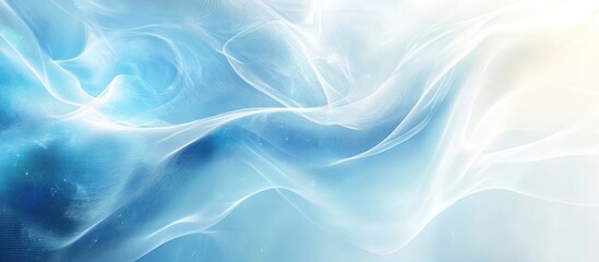 Obraz premium Abstract blue and white flowing background with a blurred gradient and glowing highlights.