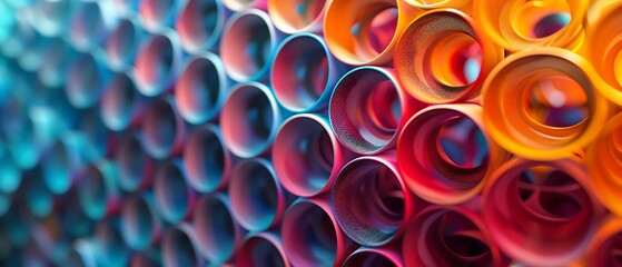 Vibrant abstract patterns of colorful cylinders creating a striking visual experience in modern design aesthetic