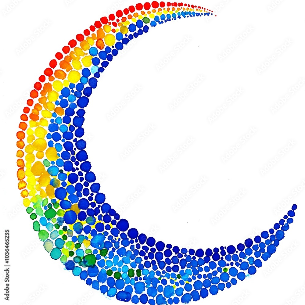 Canvas Prints Watercolor Rainbow Crescent Moon.