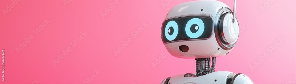 Poster a humanoid robots facing each other.